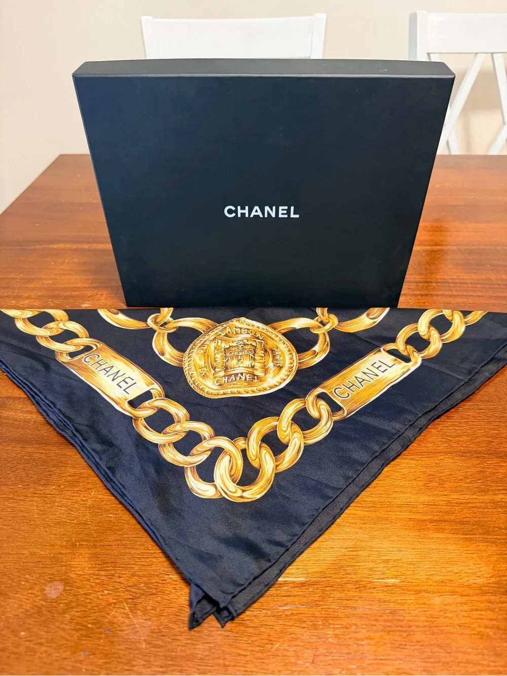 Vintage Chanel Rue 31 Cambon Silk Scarf
